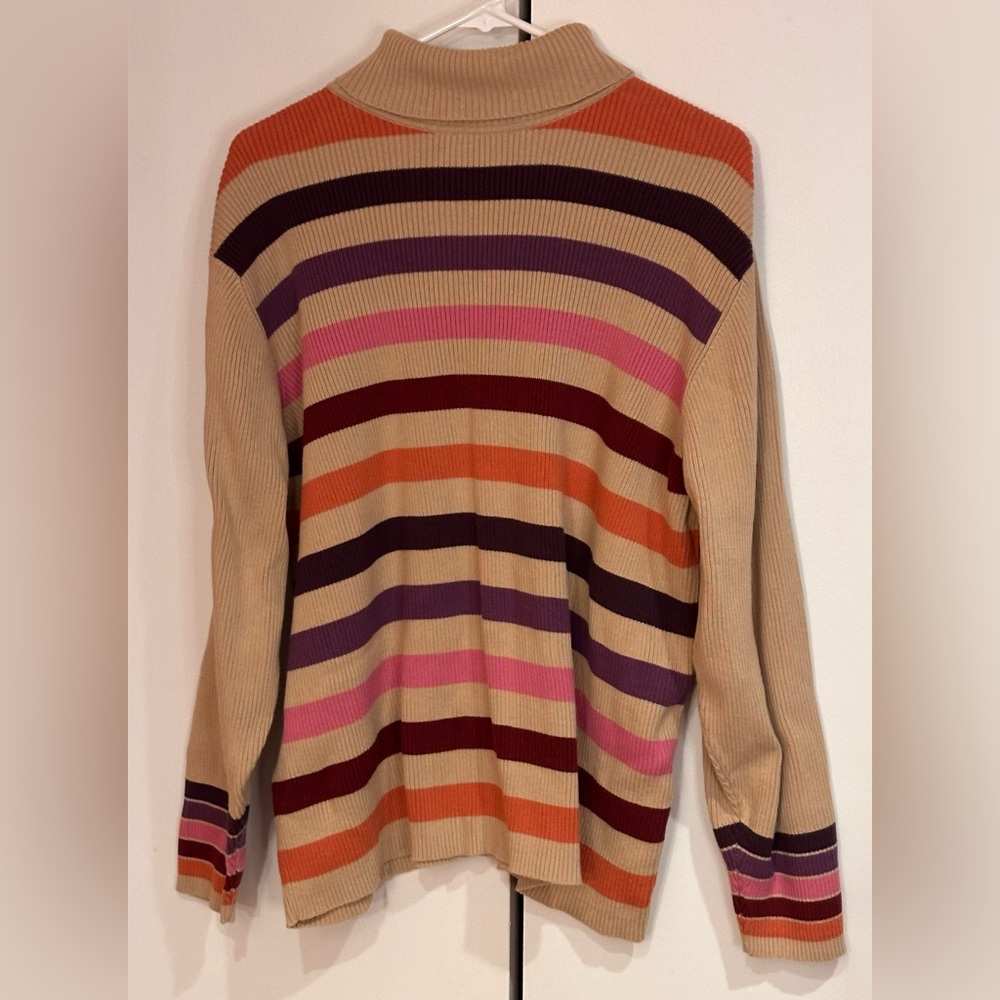 Karen Scott striped turtleneck sweater.